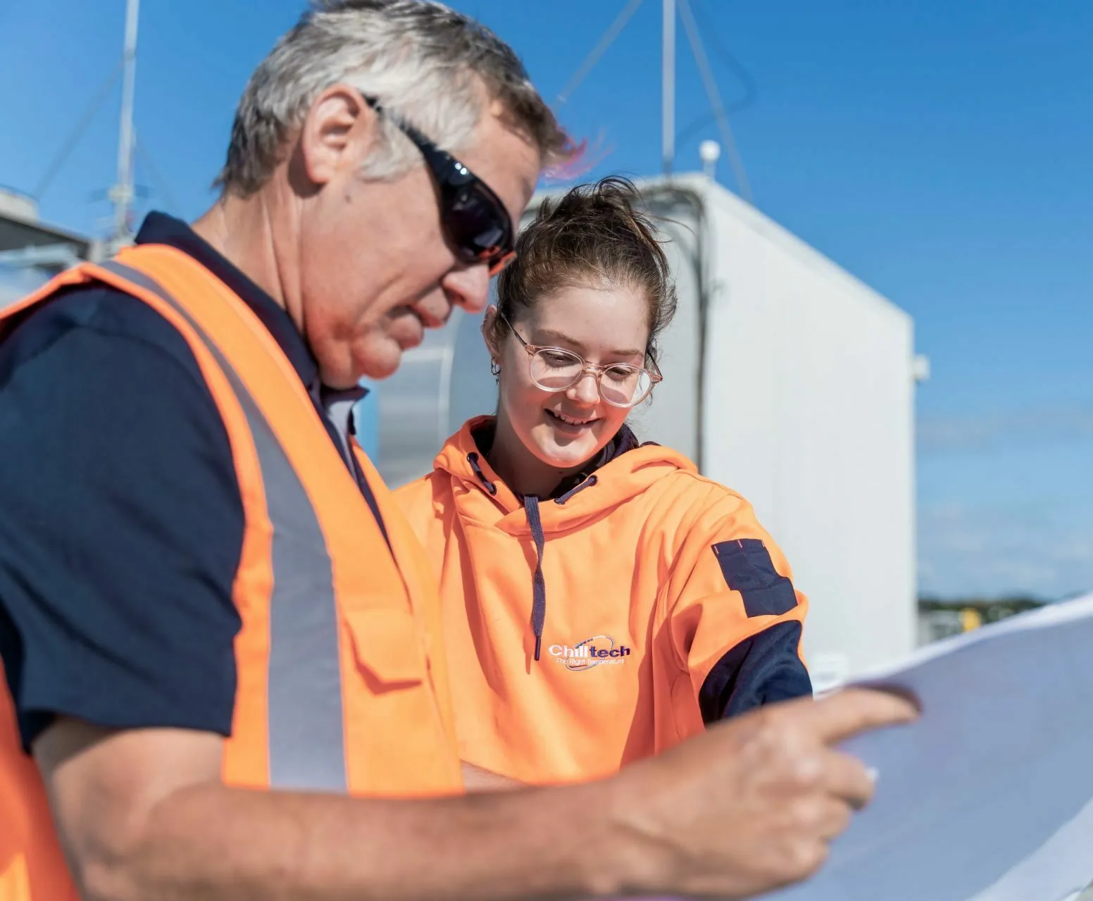 Chilltech staff discuss design and build plans